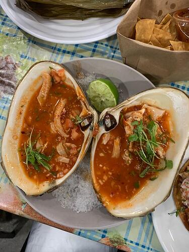 Giant Surf Clam ceviche at Holbox Almejida Preperado