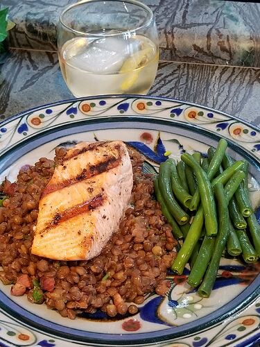 Salmon & Mustardy Lentils