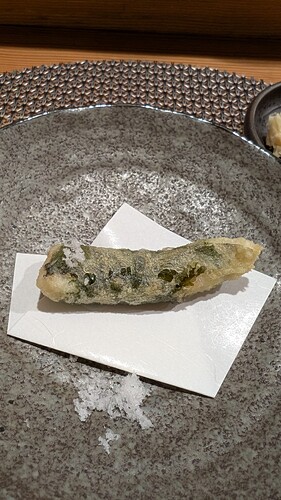 15 - Pike eel wrapped with shiso and sour plum tempura
