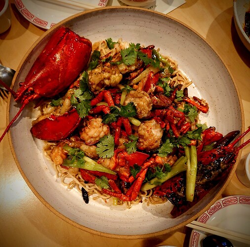 lobster, yee mein, ginger, scallion Needle