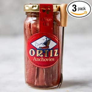 Ortiz Anchovies (Anchoas), 3.5-Ounce Jars (Pack of 3)