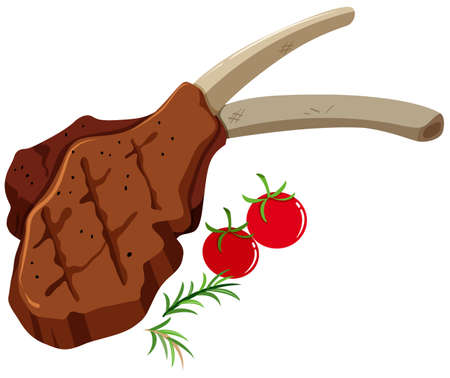 72921545-lamb-chop-and-tomatoes-on-white-illustration